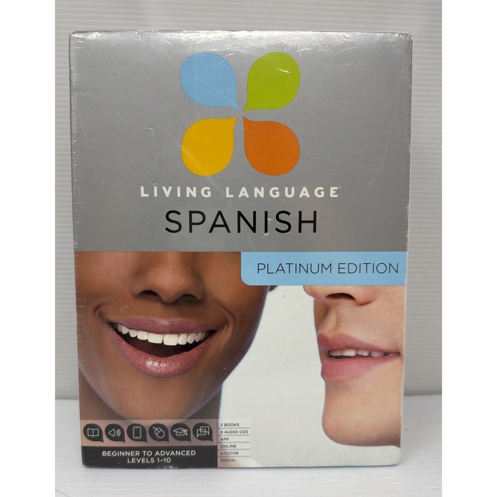 Living Language Spanish Platinum Edition 3 Books 9 Audio CDs Online Course NEW